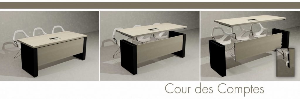 Cour des Comptes de Paris, table de réunion modulable